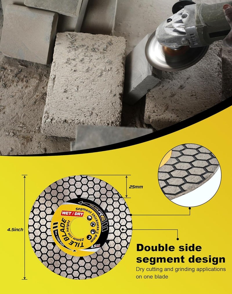 solidure 4.5“ Tile Blade Porcelain Cutting Blade Cutting and Grinding for Granite Marble Porcelain Tiles - Image 4